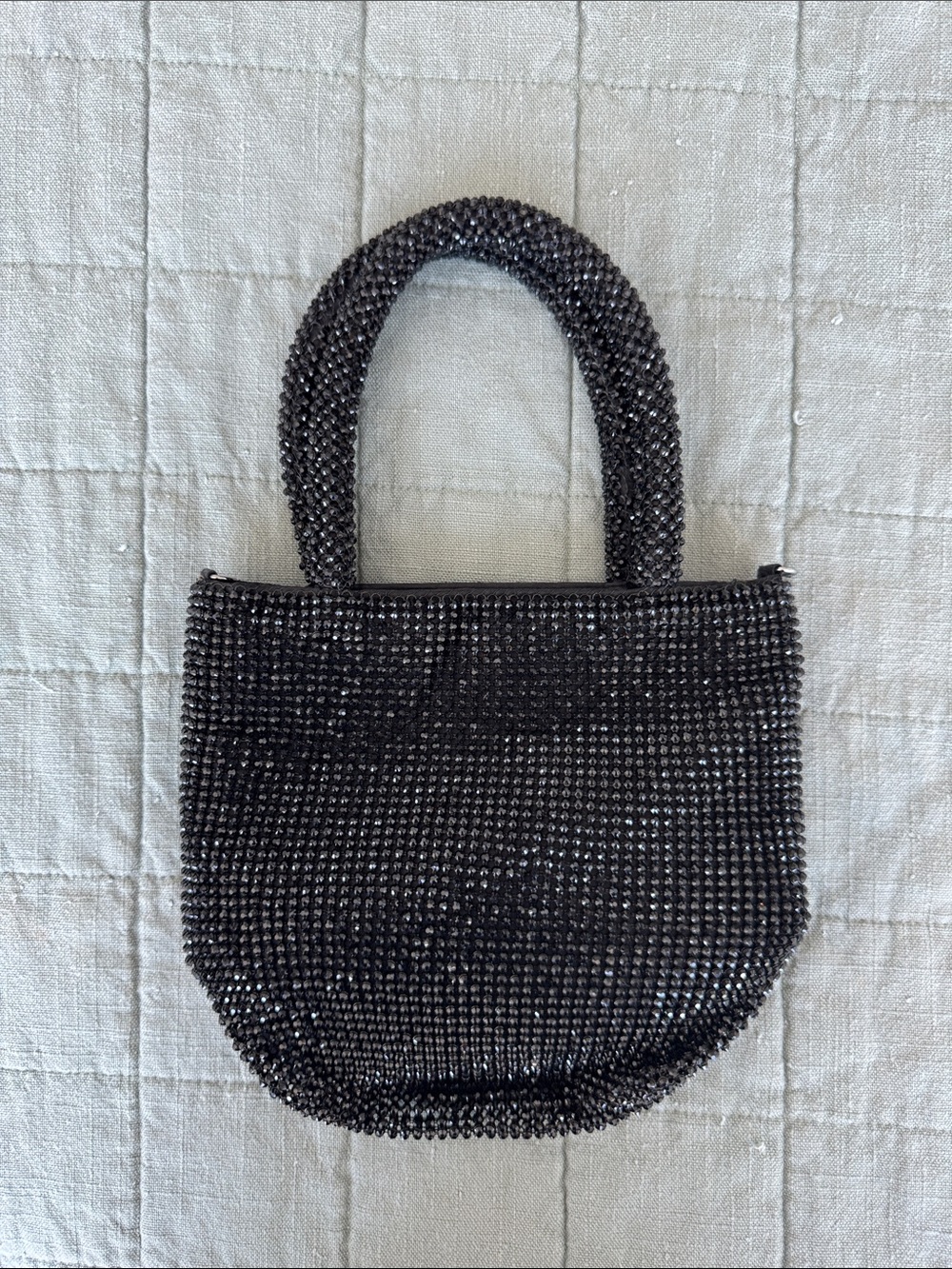Black Crystal Beaded Evening Bag - Unbranded